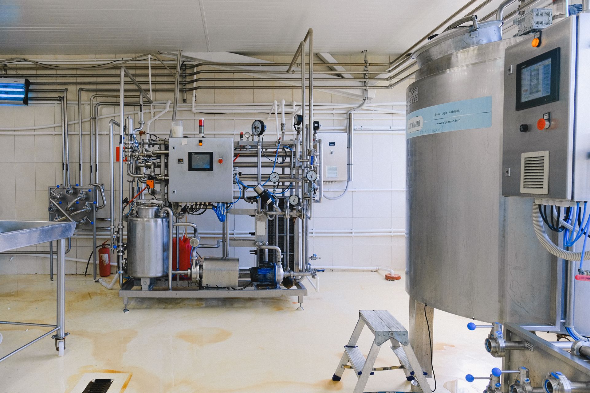 Industrial equipment in a working manufacturing facility